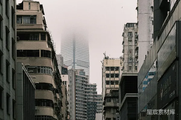 高清摄影 雾中的城市街景