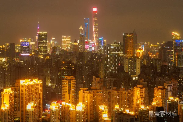高清摄影 夜幕下的上海天际线