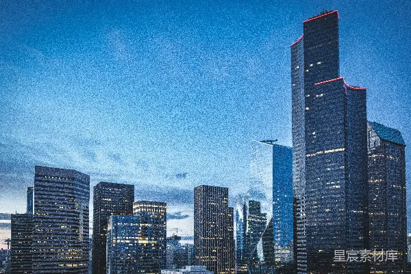 高清摄影 都市夜景：灯火辉煌的摩天大楼