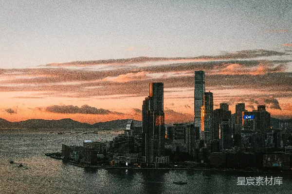 高清摄影 日落下的城市天际线