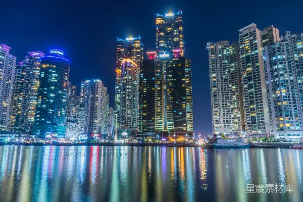 高清摄影 夜幕下的城市璀璨灯火