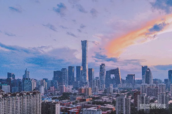 高清摄影 夕阳下的北京CBD