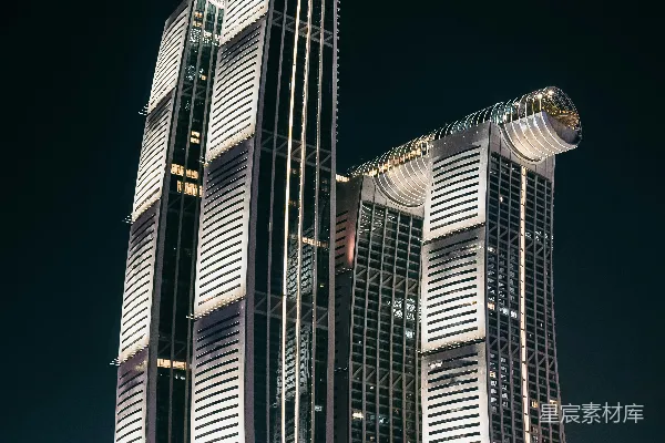 高清摄影 夜幕下的现代城市天际线