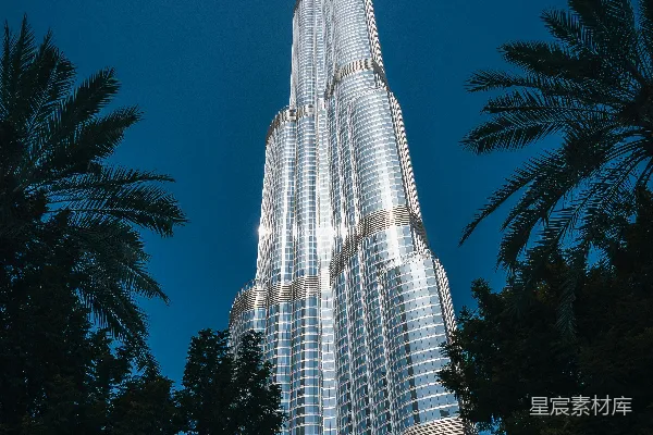 高清摄影 迪拜最高建筑，蓝天下的奇迹