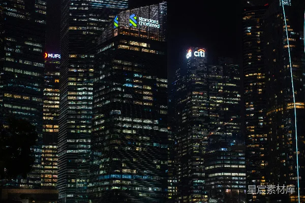 高清摄影 夜晚灯火辉煌的摩天大楼