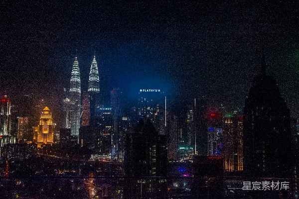 高清摄影 夜幕下的吉隆坡天际线