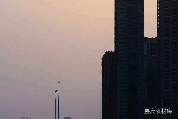 高清摄影 夕阳下的城市剪影