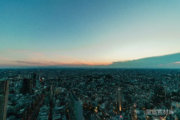 高清摄影 黄昏时分的城市全景