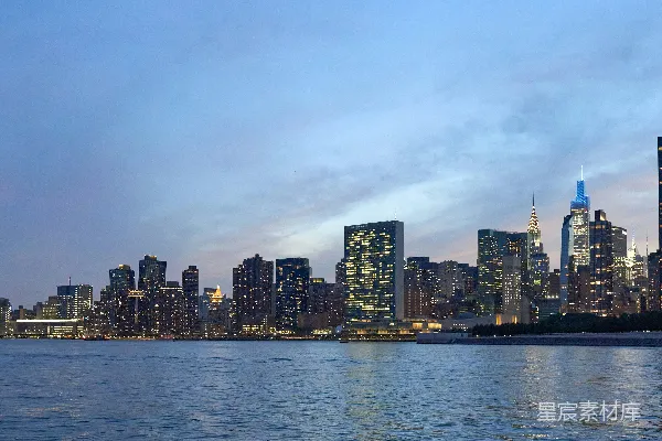 高清摄影 纽约天际线日落全景