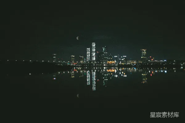 高清摄影 城市夜景中的月食