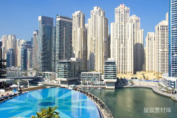 高清摄影 迪拜码头区全景