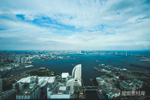 高清摄影 蓝天下的城市全景