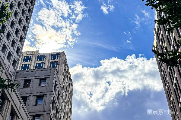 高清摄影 高楼蓝天下的城市风光