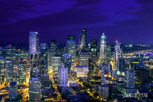 高清摄影 夜幕下的城市天际线