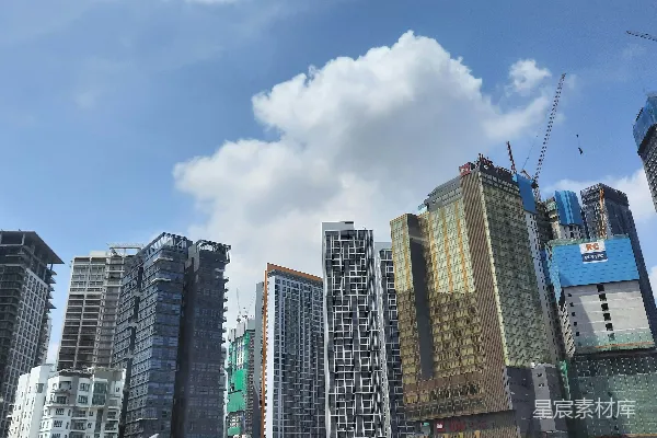 高清摄影 现代城市建筑与蓝天白云