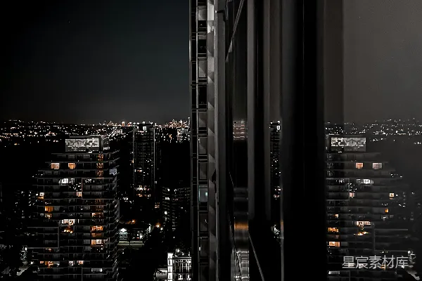 高清摄影 城市夜景中的高楼视角