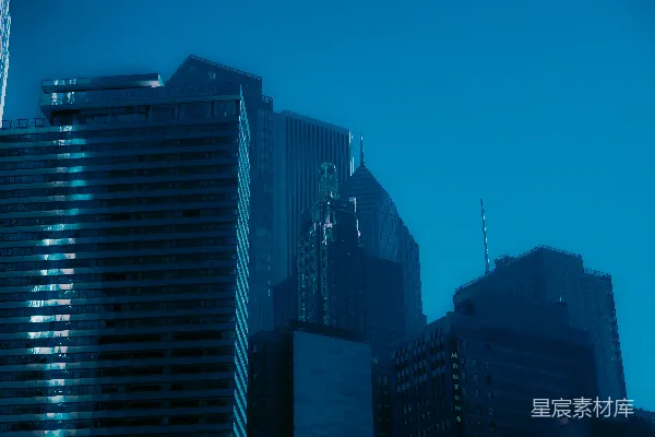 高清摄影 都市夜景：现代建筑剪影