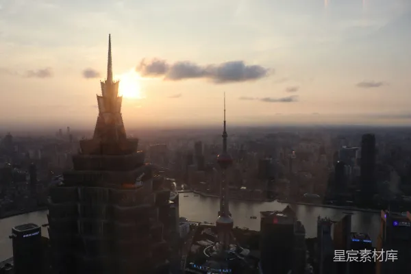 高清摄影 上海天际线日落