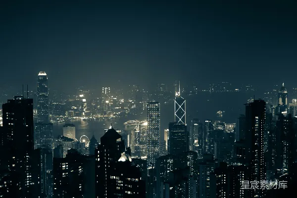 高清摄影 迷雾中的都市夜景