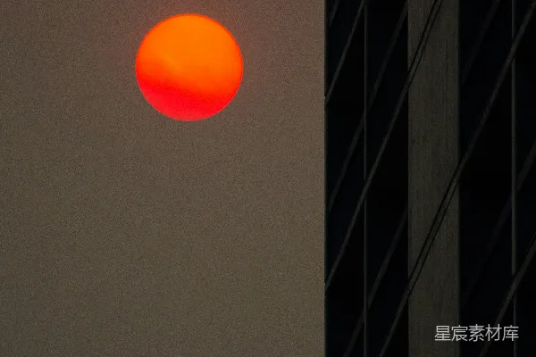 高清摄影 夕阳与高楼的剪影