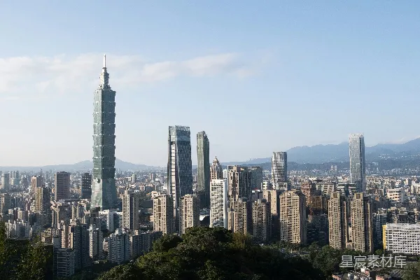 高清摄影 台北101大厦与城市天际线