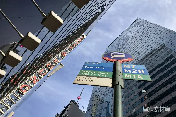 高清摄影 纽约时代广场的街角标识
