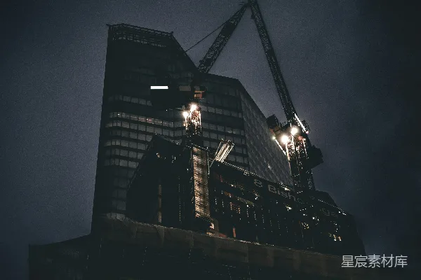 高清摄影 夜色中的建设工地