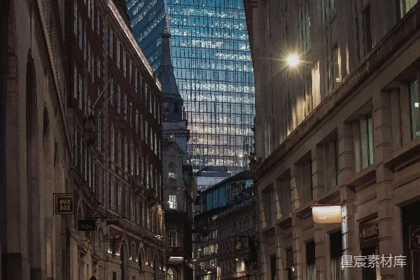 高清摄影 都市夜景：现代与传统交织的城市巷道