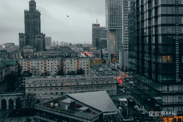 高清摄影 城市的晨光：鸟瞰现代都市