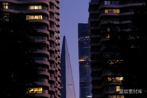 高清摄影 城市夜景中的建筑剪影