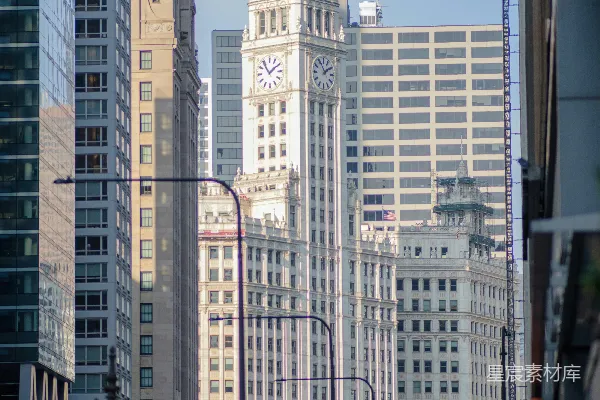 高清摄影 芝加哥天际线与Wrigley Building