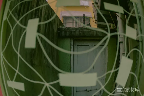 高清摄影 透过网状窗户看建筑