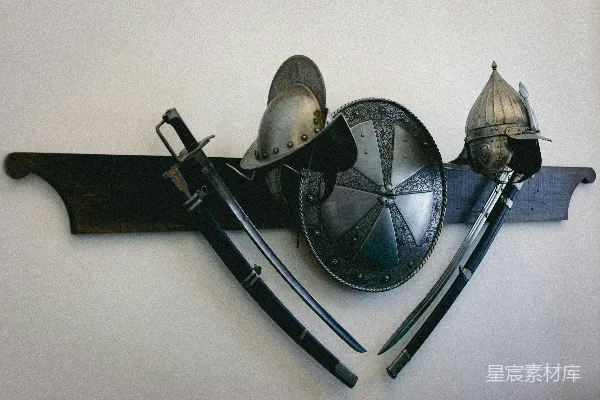 高清摄影 中世纪盔甲与武器展示