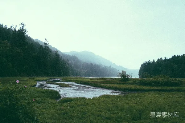高清摄影 静谧的湿地与山脉