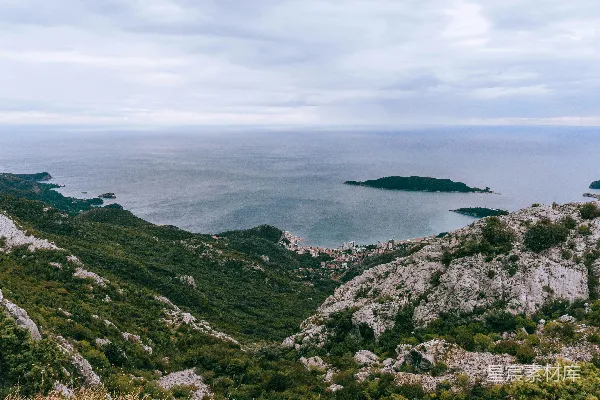 高清摄影 山巅俯瞰海湾