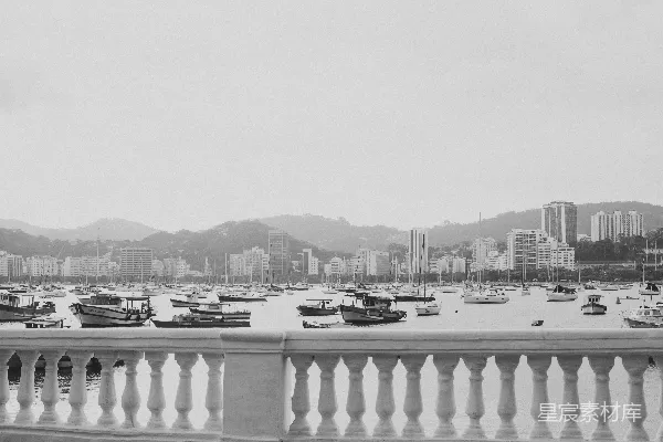高清摄影 城市与港湾的黑白风景