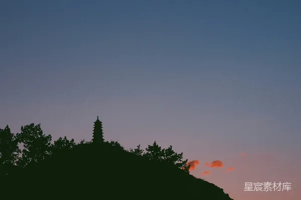 高清摄影 夕阳下的古塔剪影