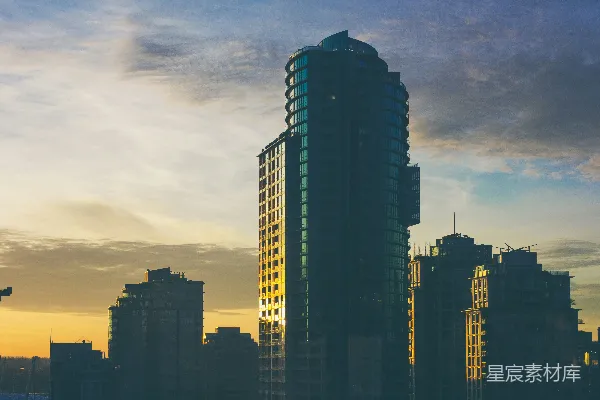 高清摄影 夕阳下的现代都市高楼