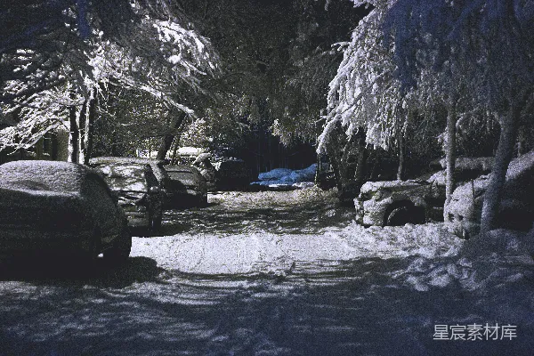 高清摄影 雪后停车场
