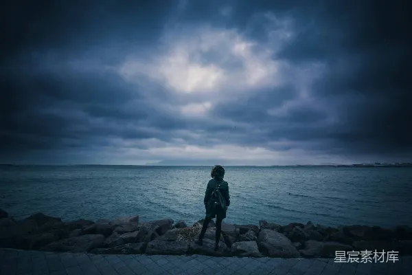 高清摄影 海边的沉思者
