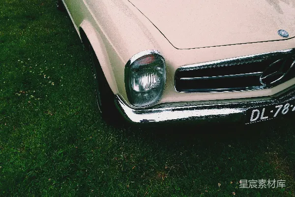 高清摄影 雨后草地上的经典车