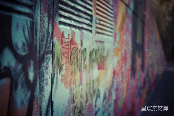 高清摄影 色彩斑斓的街头涂鸦墙