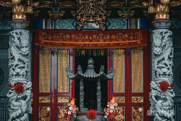 高清摄影 中国传统神庙门廊