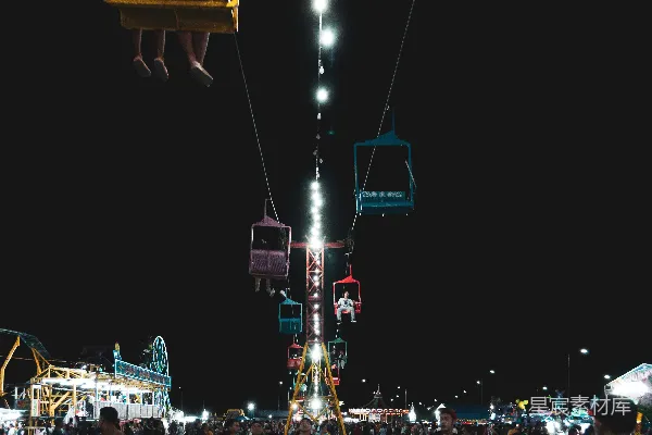 高清摄影 夜市上的摩天轮