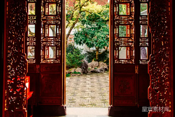 高清摄影 中式园林的门廊