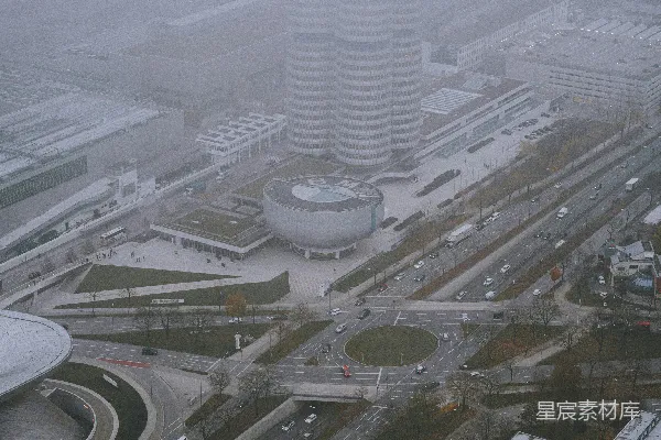 高清摄影 雾中的城市航拍