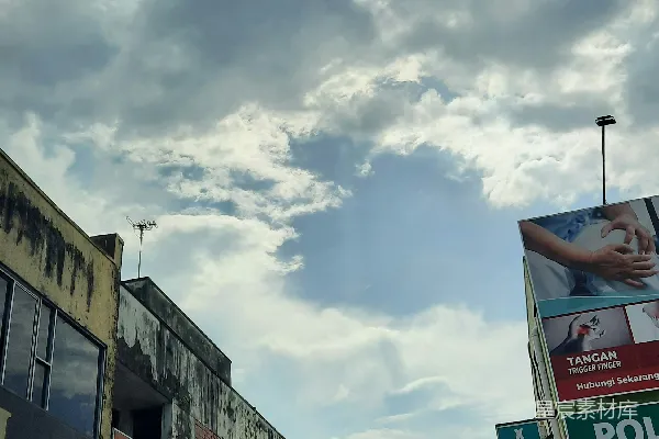 高清摄影 城市天际线与多云天空