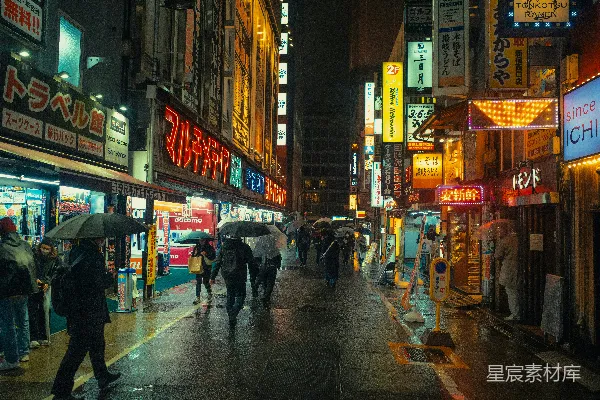 高清摄影 雨夜霓虹街景