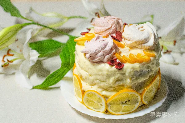 高清摄影 柠檬玫瑰蛋糕