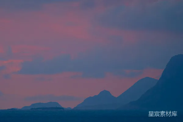 高清摄影 日落时分的山海景色
